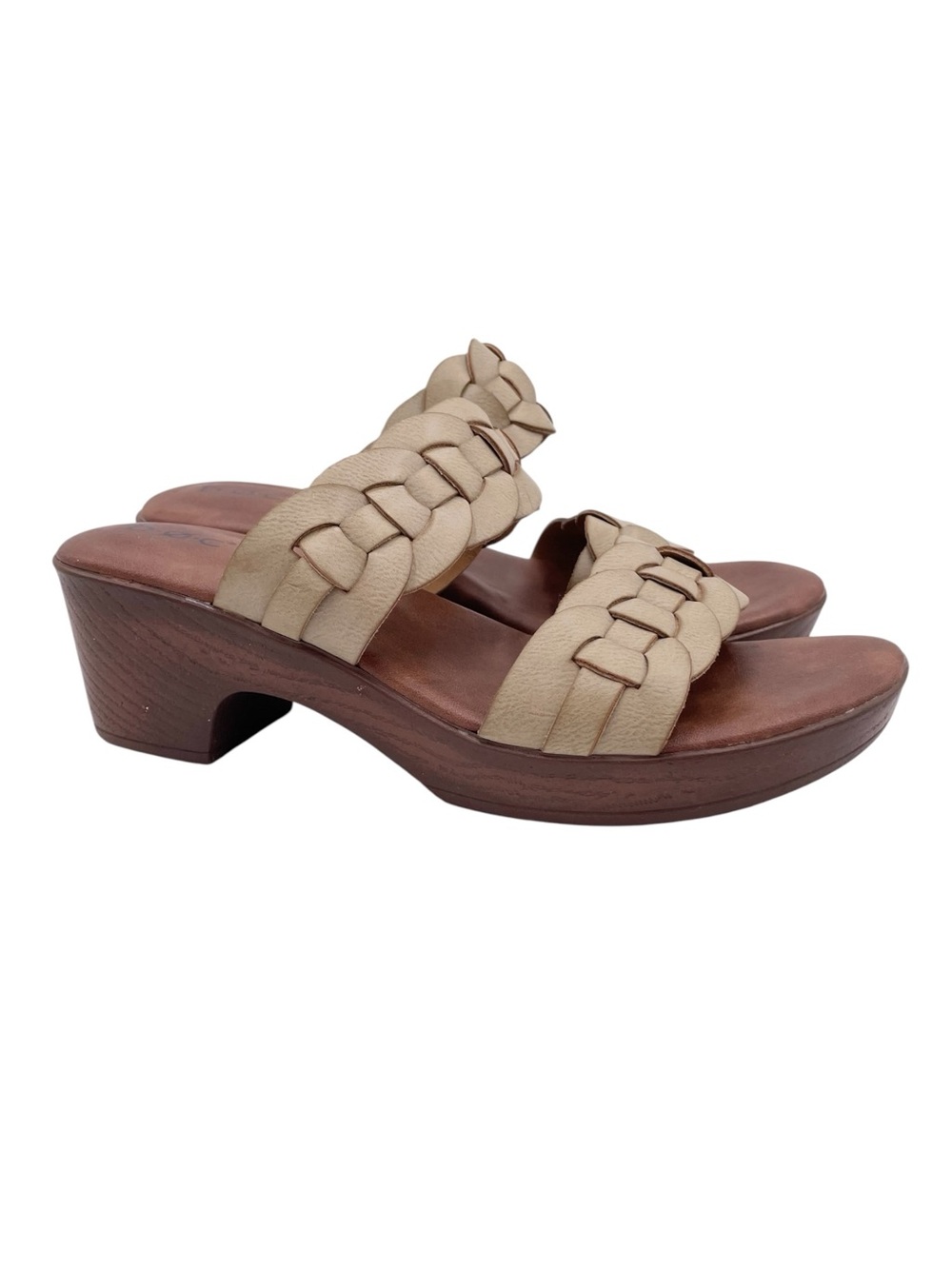 B.O.C. Women's Jillian Heeled Sandal Size 8 Cream Braided Double Straps Boho
